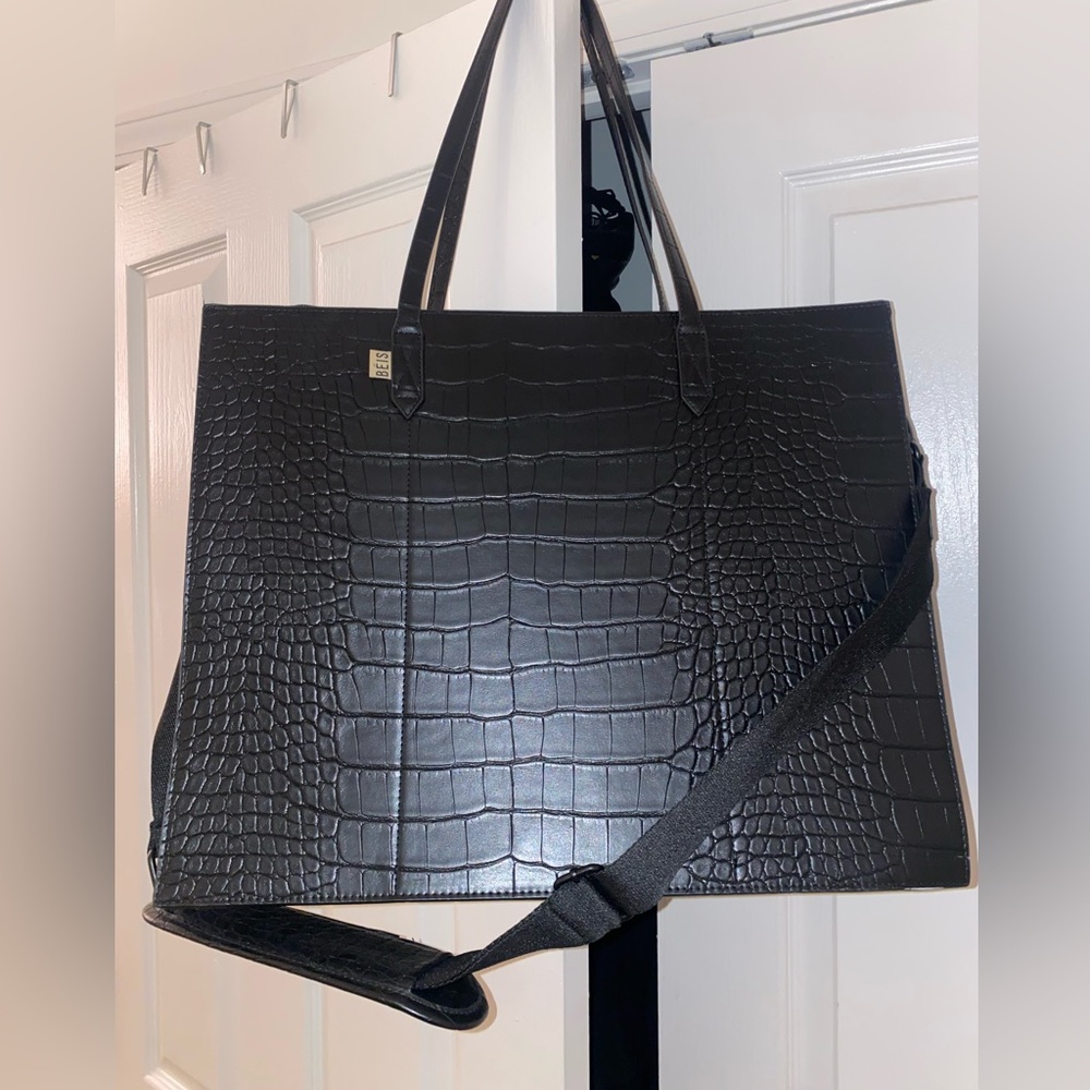 BEIS Work Tote in Black Croc - NEW
